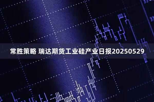 常胜策略 瑞达期货工业硅产业日报20250529