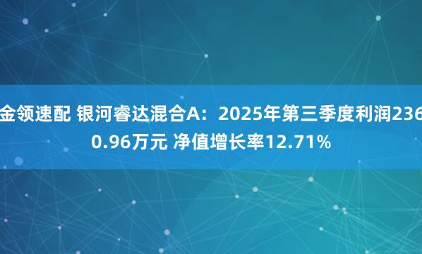 金领速配 银河睿达混合A：2025年第三季度利润2360.96万元 净值增长率12.71%