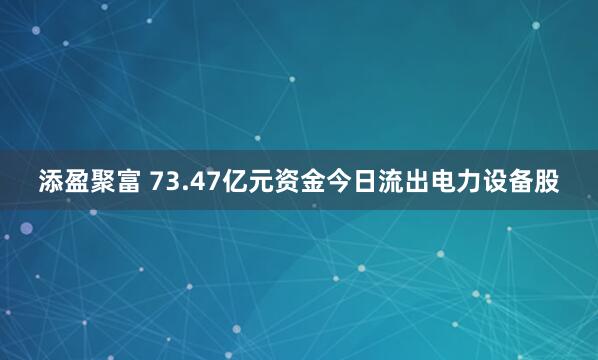 添盈聚富 73.47亿元资金今日流出电力设备股