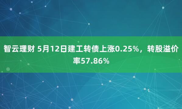 智云理财 5月12日建工转债上涨0.25%，转股溢价率57.86%